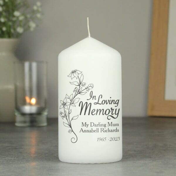 Personalised In Loving Memory Pillar Candle