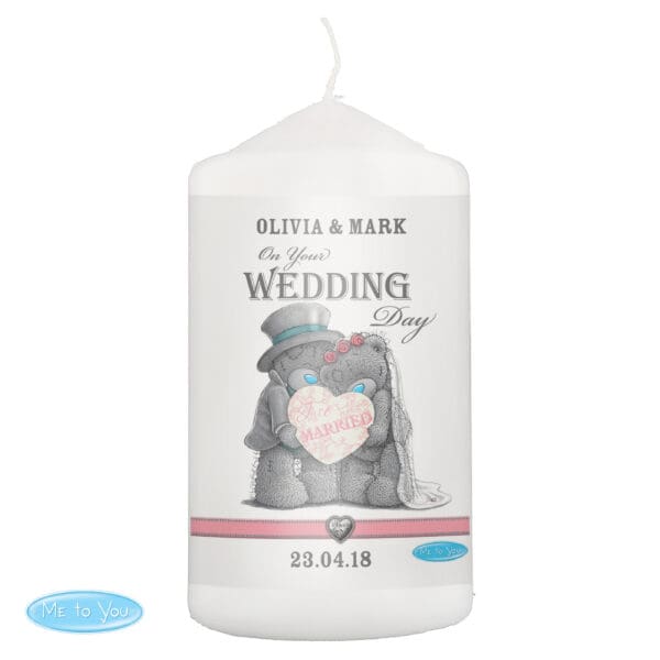 Personalised Me To You Wedding Couple Pillar Candle