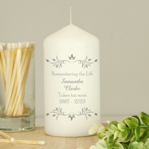 Personalised Sentiments Pillar Candle