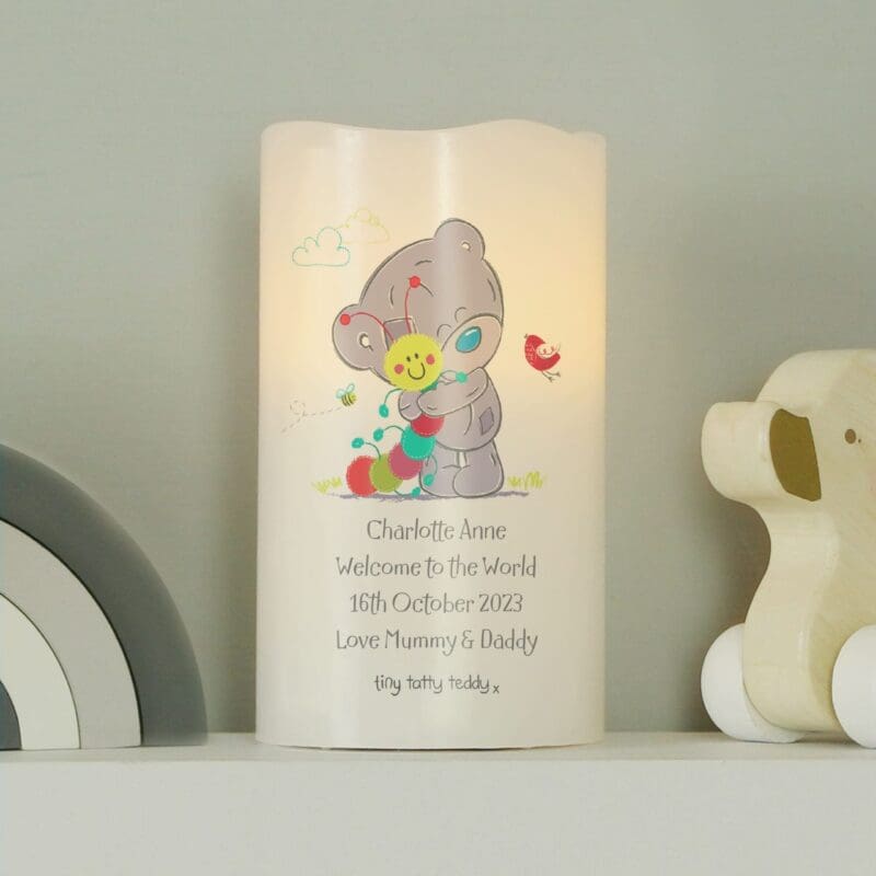 Personalised Tiny Tatty Teddy Cuddle Bug Nightlight LED Candle