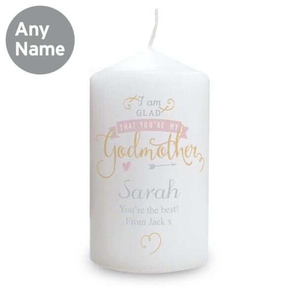 Personalised I Am Glad... Godmother Pillar Candle