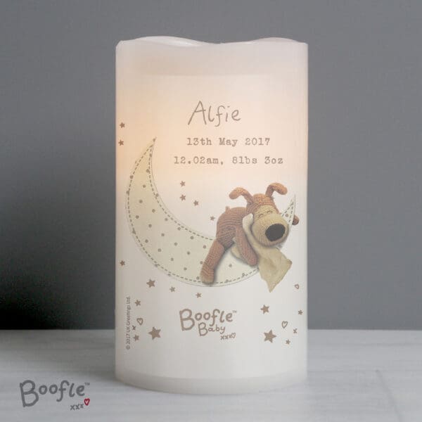 Personalised Boofle Baby Nightlight LED Candle