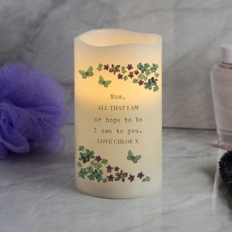 Personalised Forget Me Not LED Candle