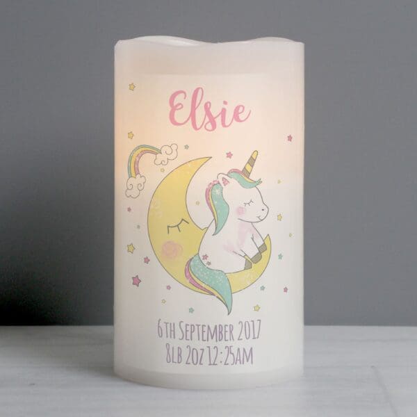 Personalised Baby Unicorn Nightlight LED Candle