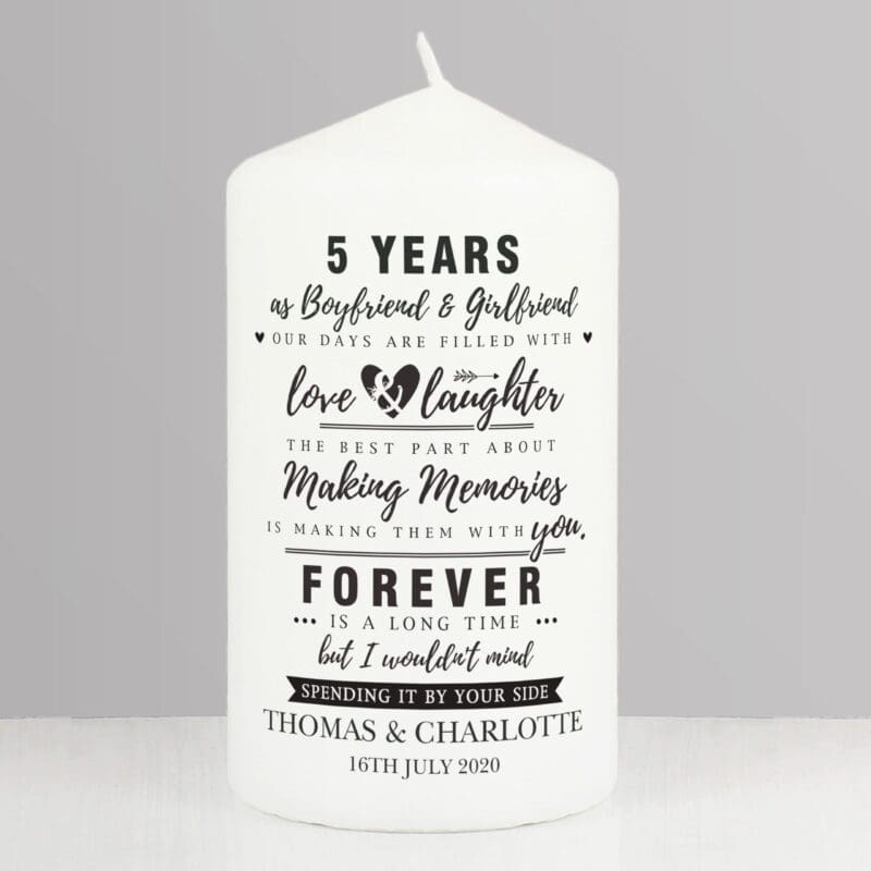 Personalised Anniversary Pillar Candle