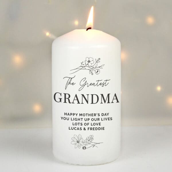 Personalised Floral Pillar Candle