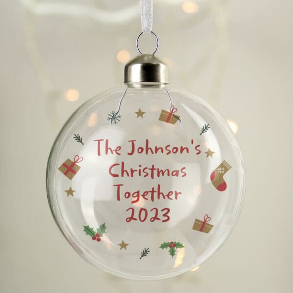 Personalised First Christmas Glass Bauble