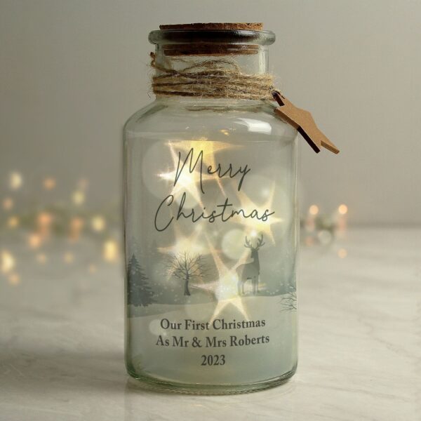 Personalised Merry Christmas LED Glass Jar 3 Personalised Merry Christmas LED Glass Jar