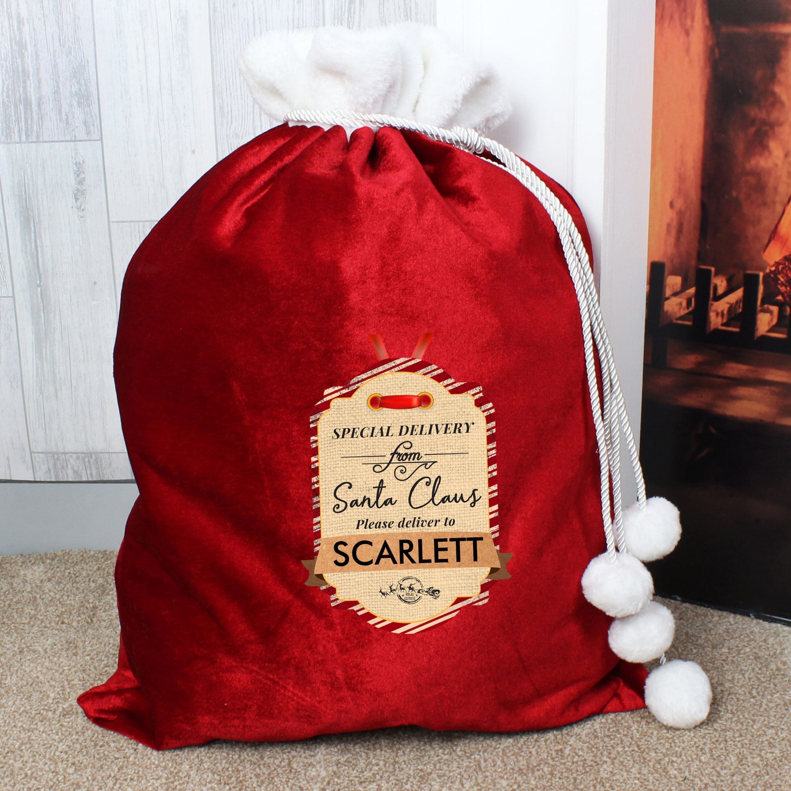 Personalised Special Delivery Luxury Pom Pom Sack