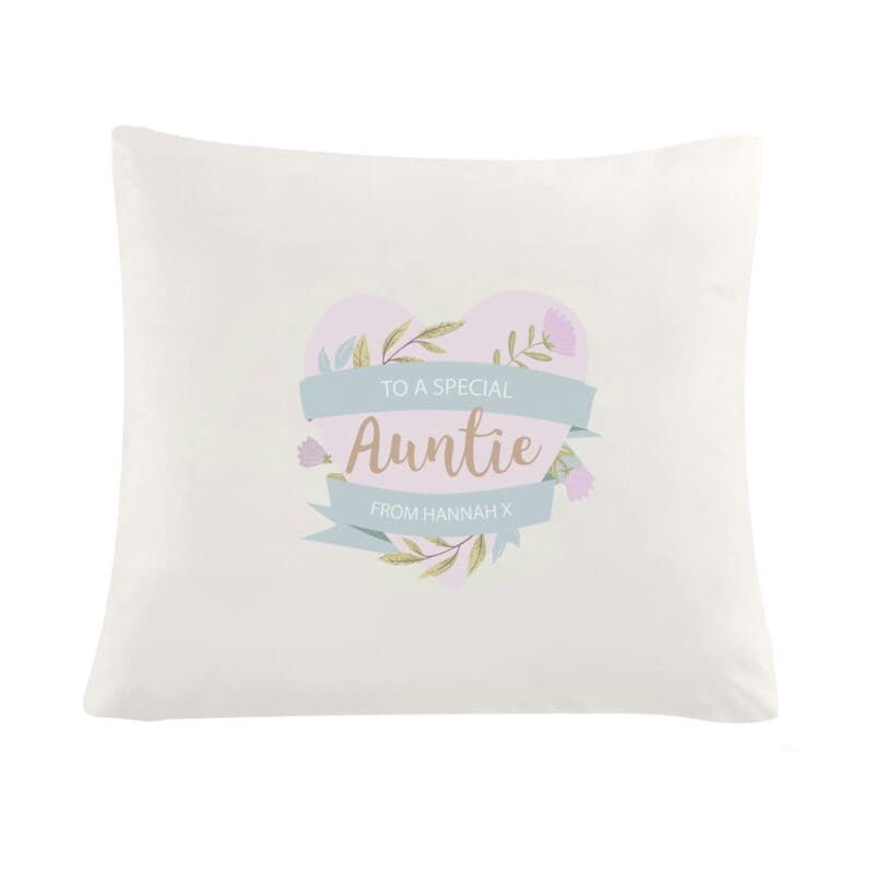 Personalised Floral Heart Mothers Day Cream Cushion