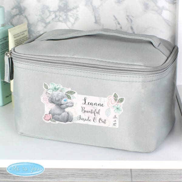 Personalised Me to You Floral Grey Toiletry Bag