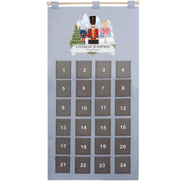 Personalised Nutcracker Advent Calendar In Silver Grey