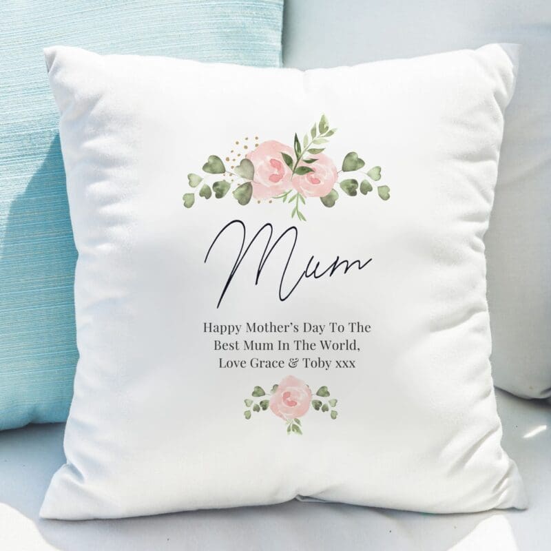 Personalised Abstract Rose Cream Cushion