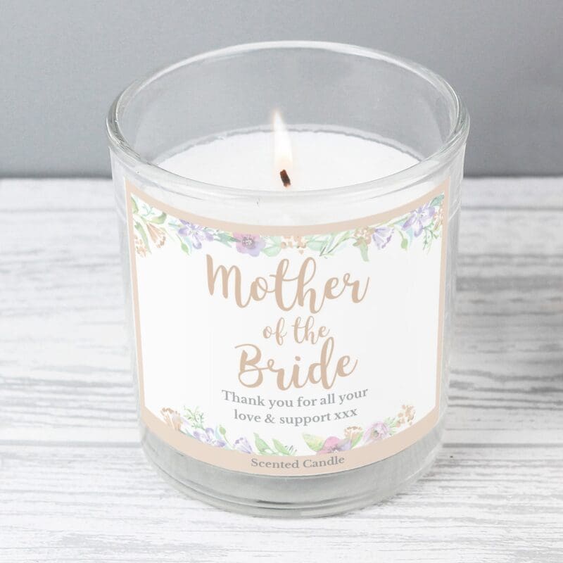 Personalised Mother of the Bride 'Floral Watercolour Wedding' Scented Jar Candle