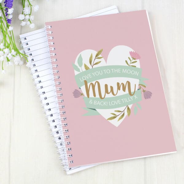 Personalised Floral Heart A5 Notebook