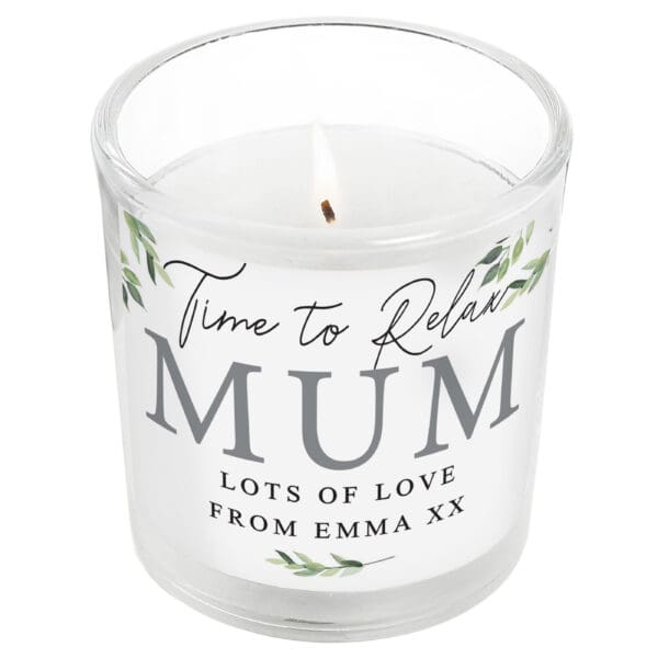 Personalised Botanical Leaves Scented Jar Candle