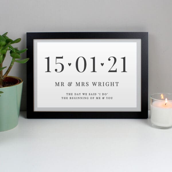 Personalised Special Date A4 Black Framed Print