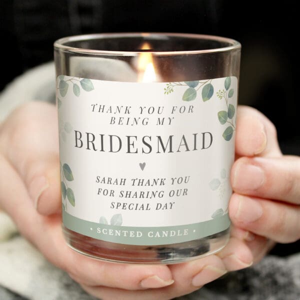 Personalised Botanical Thank You Wedding Party Jar Candle