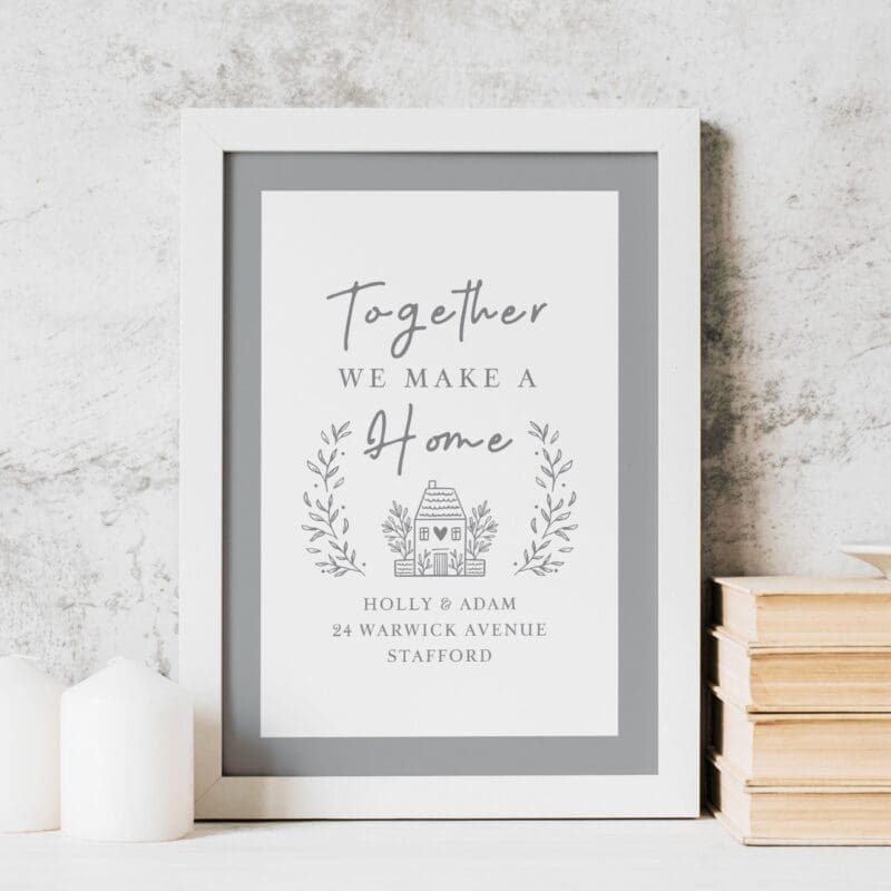 Personalised HOME White A4 Framed Print