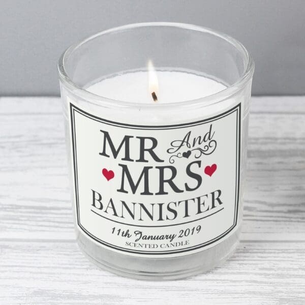 Personalised Mr & Mrs Scented Jar Candle