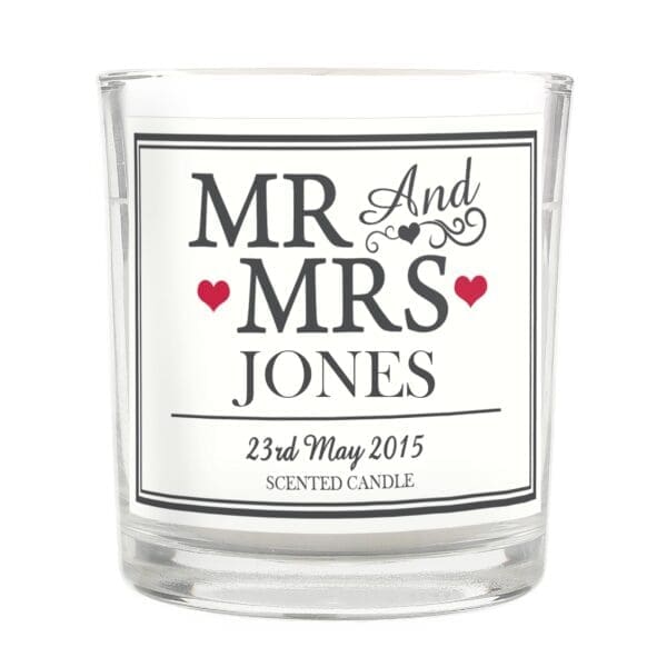Personalised Mr & Mrs Scented Jar Candle
