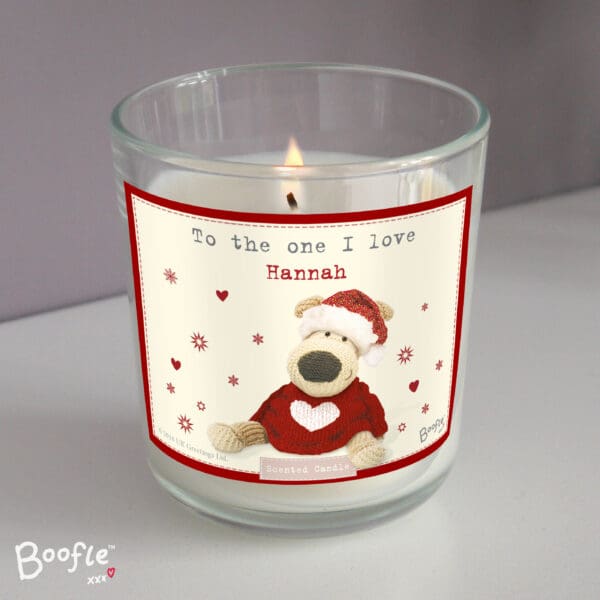 Personalised Boofle Christmas Love Scented Jar Candle