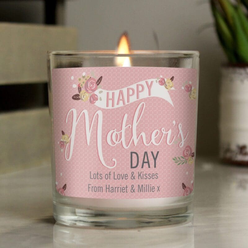 Personalised Floral Bouquet Mother's Day Scented Jar Candle