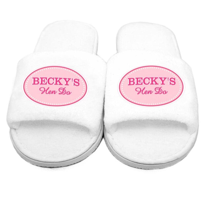 Personalised Pink Oval Velour Slippers