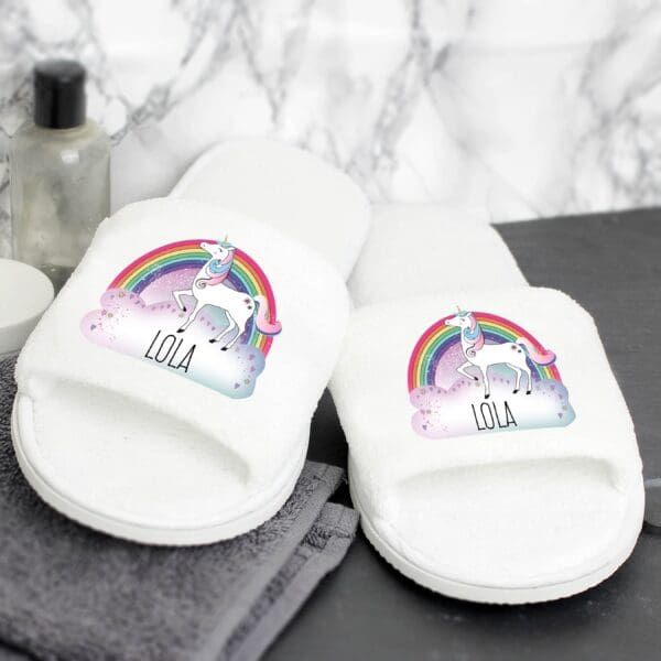 Personalised Unicorn Velour Slippers