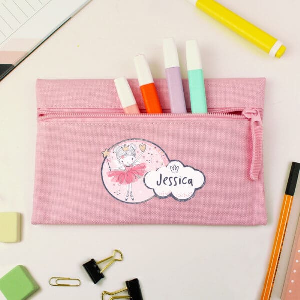 Personalised Fairy Princess Pink Pencil Case