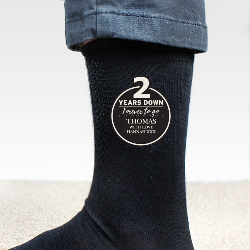 Personalised 2nd Anniversary Mens Socks