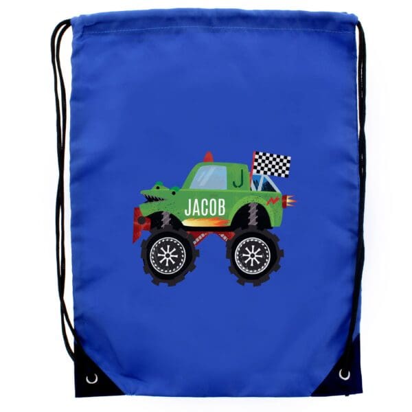 Personalised Monster Truck Blue Kit Bag