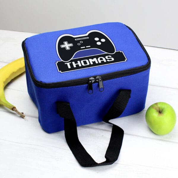 Personalised Gaming Blue Lunch Bag