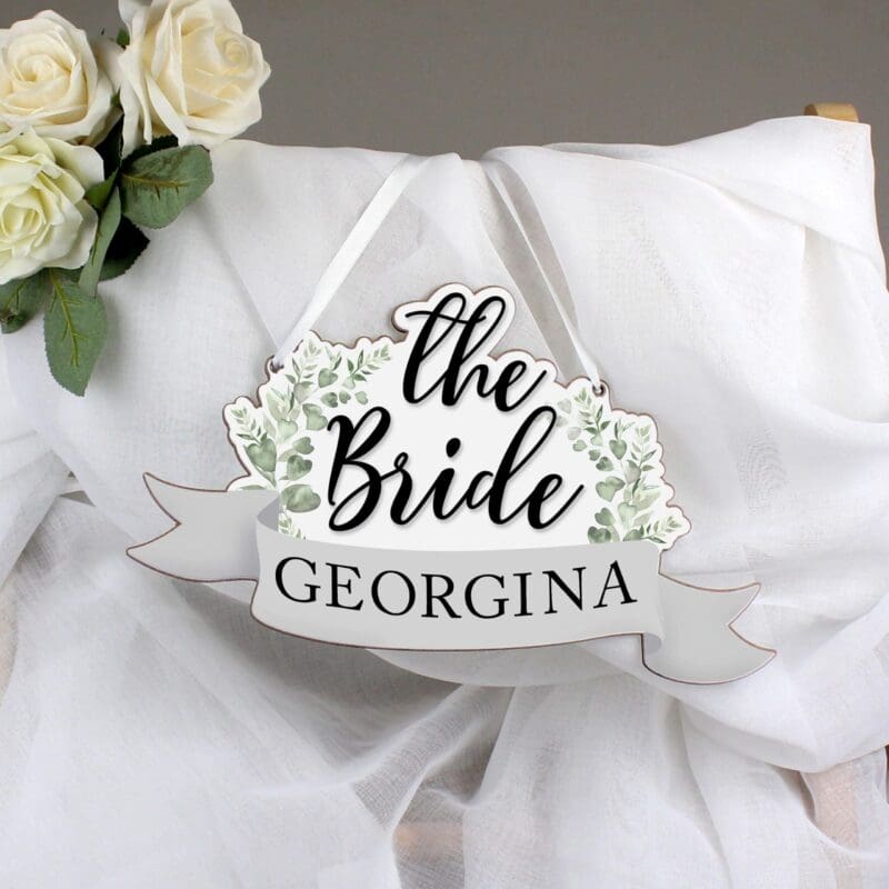 Personalised The Bride Wooden Hanging Decoration