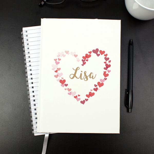 Personalised Confetti Hearts A5 Notebook
