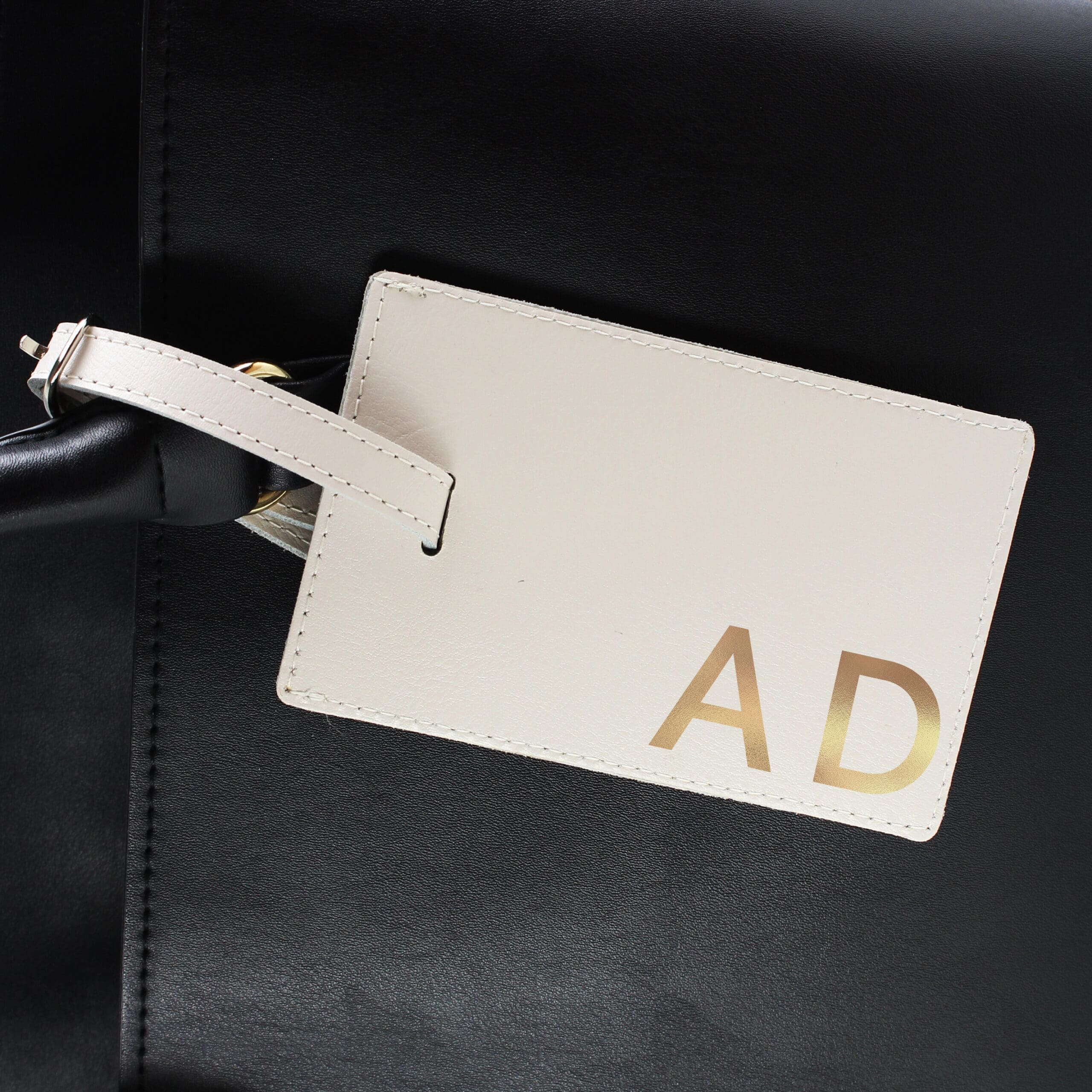 Personalised Gold Initials Cream Luggage Tag 1 Personalised Gold Initials Cream Luggage Tag