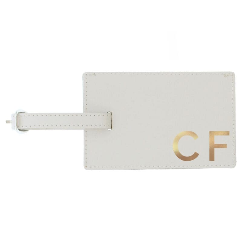 Personalised Gold Initials Cream Luggage Tag