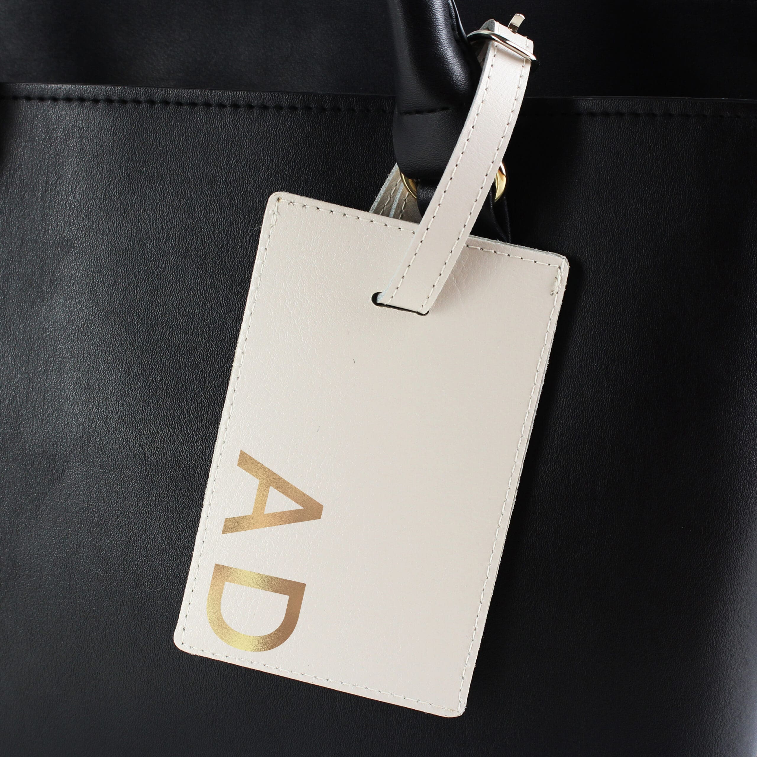 Personalised Gold Initials Cream Luggage Tag 3 Personalised Gold Initials Cream Luggage Tag