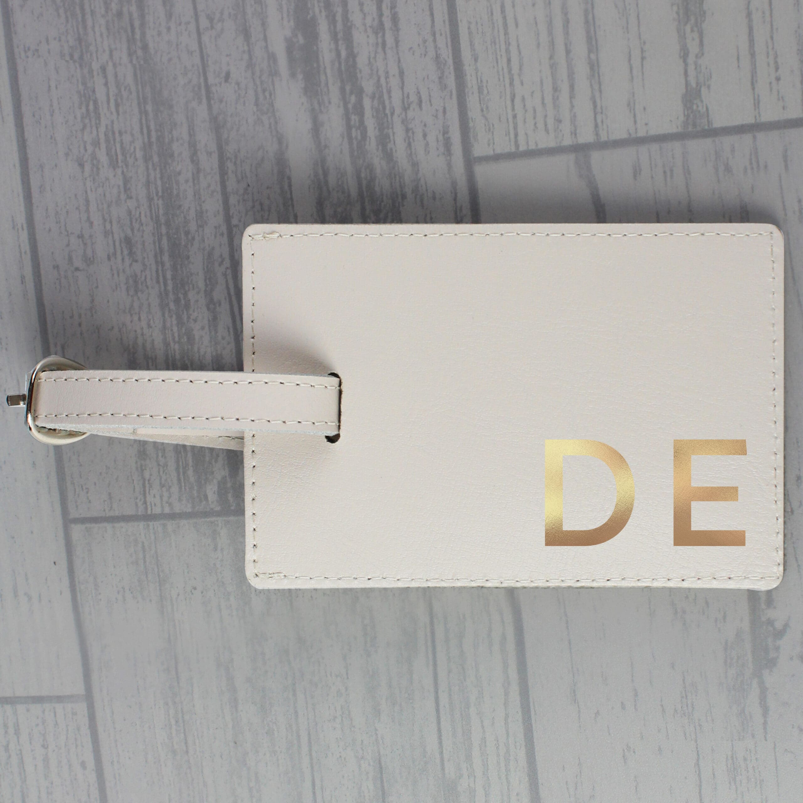Personalised Gold Initials Cream Luggage Tag 4 Personalised Gold Initials Cream Luggage Tag