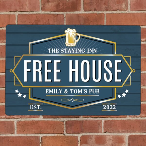 Personalised Free House Blue Metal Sign 20 Personalised Free House Blue Metal Sign