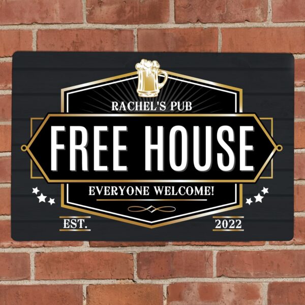 Personalised Free House Black Metal Sign 19 Personalised Free House Black Metal Sign