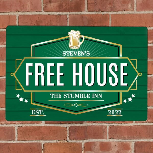 Personalised Free House Green Metal Sign 21 Personalised Free House Green Metal Sign