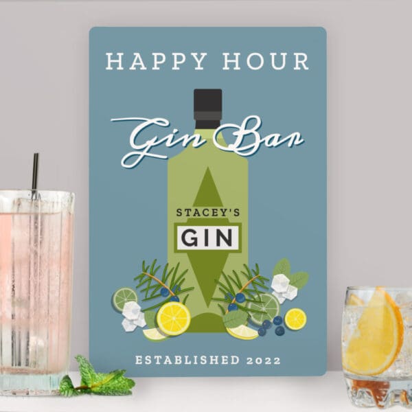Personalised Gin Bar Metal Sign 28 Personalised Gin Bar Metal Sign