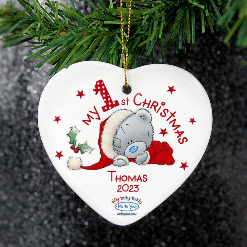 Personalised Me to You My 1st Christmas Ceramic Heart Decoration
