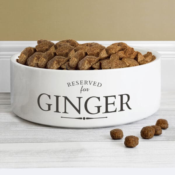 Personalised Reserved For 14cm Medium White Pet Bowl 23 Personalised Reserved For 14cm Medium White Pet Bowl
