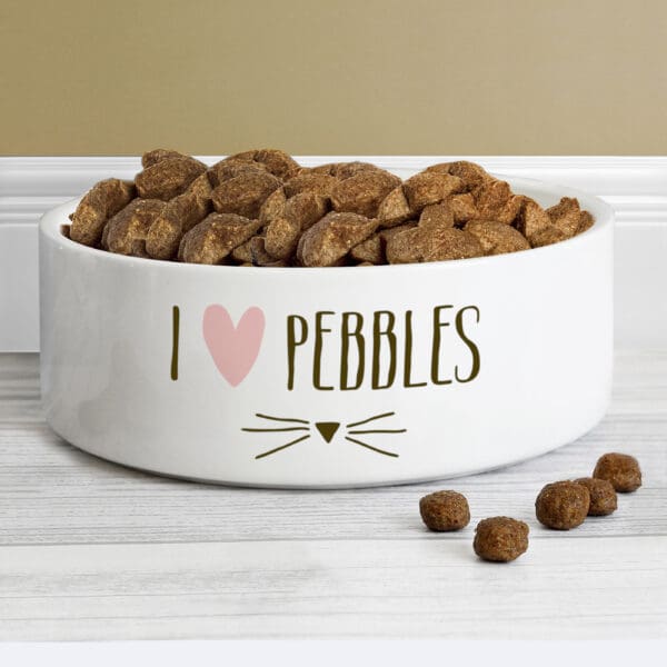 Personalised Cat Features 14cm Medium White Pet Bowl 17 Personalised Cat Features 14cm Medium White Pet Bowl