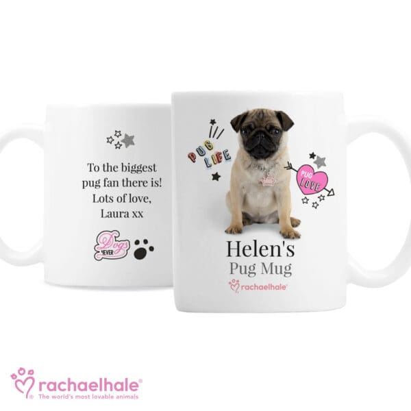 Personalised Rachael Hale Doodle Pug Mug