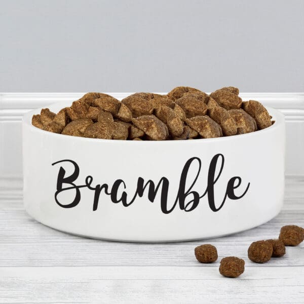 Personalised Any Name 14cm Medium White Pet Bowl 14 Personalised Any Name 14cm Medium White Pet Bowl