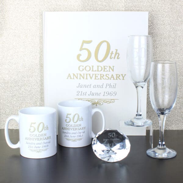 Personalised 50th Golden Anniversary Mug Set