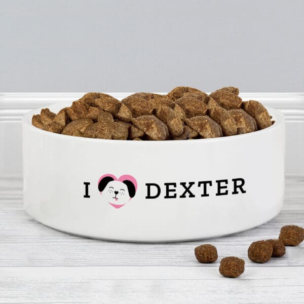 Personalised I Love my Dog - Cute Design 14cm Medium Ceramic White Pet Bowl 18 Personalised I Love my Dog - Cute Design 14cm Medium Ceramic White Pet Bowl